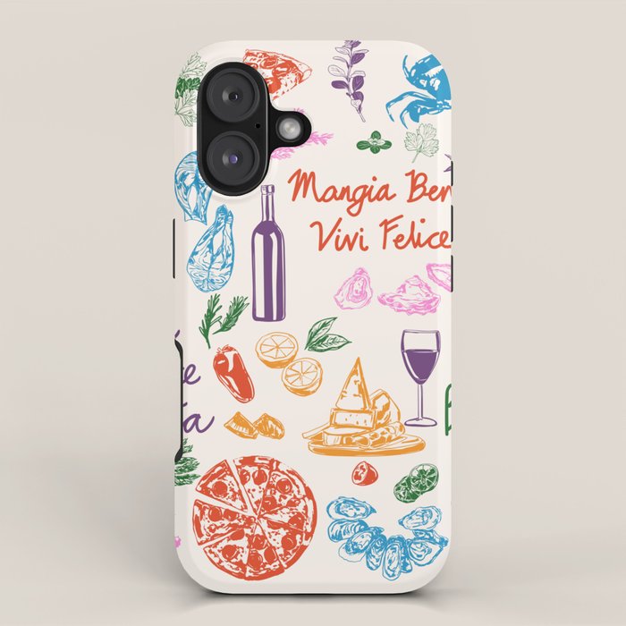 La Dolce Vita Italian Food Doodles Illustration iPhone Case Gallery Image 1