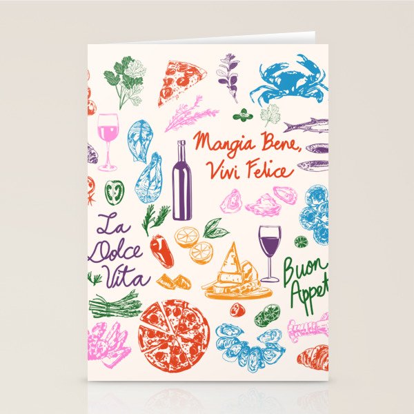La Dolce Vita Italian Food Doodles Illustration Stationery Card Gallery Image 2