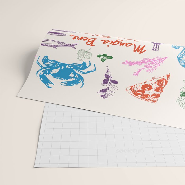 La Dolce Vita Italian Food Doodles Illustration Wrapping Paper Gallery Image 2
