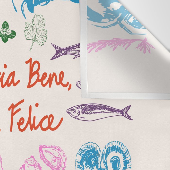 La Dolce Vita Italian Food Doodles Illustration Wall Tapestry Gallery Image 3