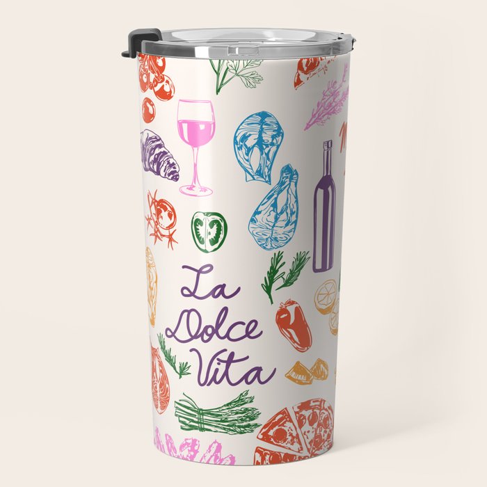 La Dolce Vita Italian Food Doodles Illustration Travel Mug Gallery Image 3