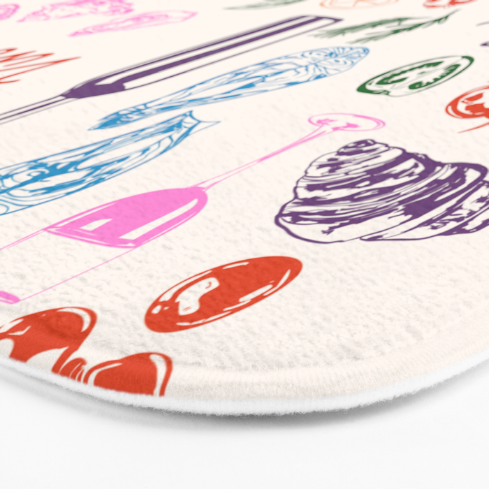 La Dolce Vita Italian Food Doodles Illustration Bath Mat Gallery Image 3