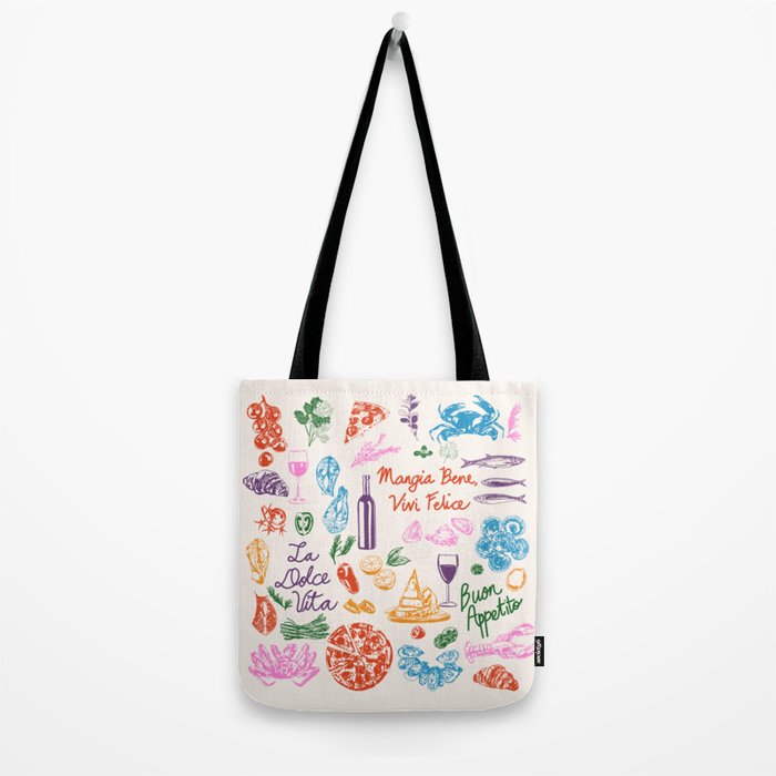 La Dolce Vita Italian Food Doodles Illustration Tote Bag Gallery Image 2