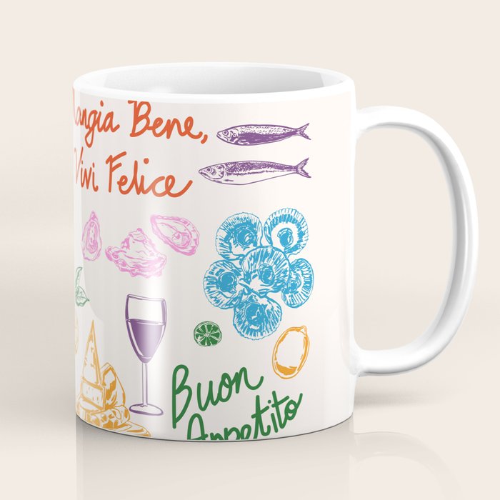 La Dolce Vita Italian Food Doodles Illustration Coffee Mug Gallery Image 1