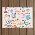 La Dolce Vita Italian Food Doodles Illustration Outdoor Rug Gallery Image 1