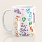 La Dolce Vita Italian Food Doodles Illustration Coffee Mug Gallery Image 3