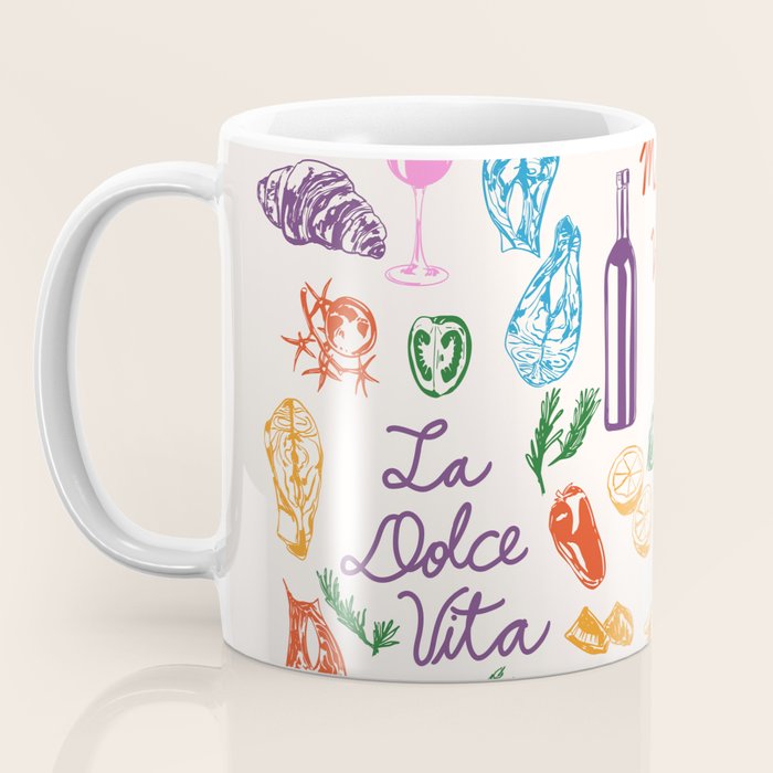 La Dolce Vita Italian Food Doodles Illustration Coffee Mug Gallery Image 3