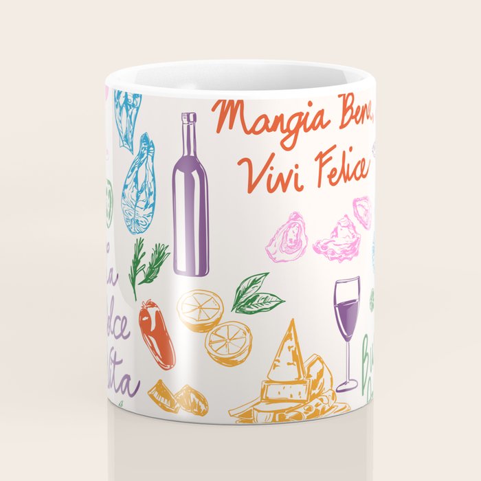 La Dolce Vita Italian Food Doodles Illustration Coffee Mug Gallery Image 4
