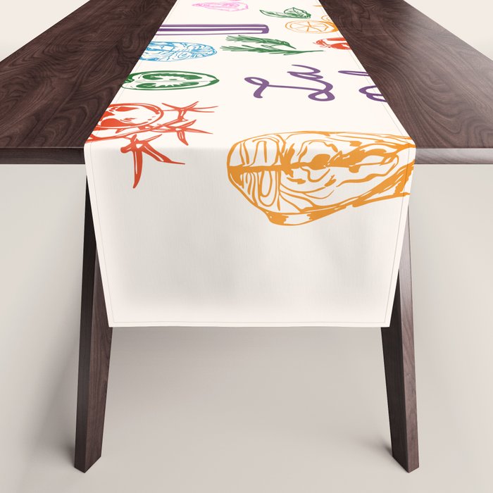 La Dolce Vita Italian Food Doodles Illustration Table Runner Gallery Image 1