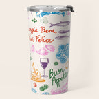 La Dolce Vita Italian Food Doodles Illustration Travel Mug Gallery Image 2