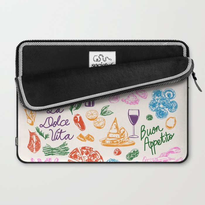 La Dolce Vita Italian Food Doodles Illustration Laptop Sleeve Gallery Image 2