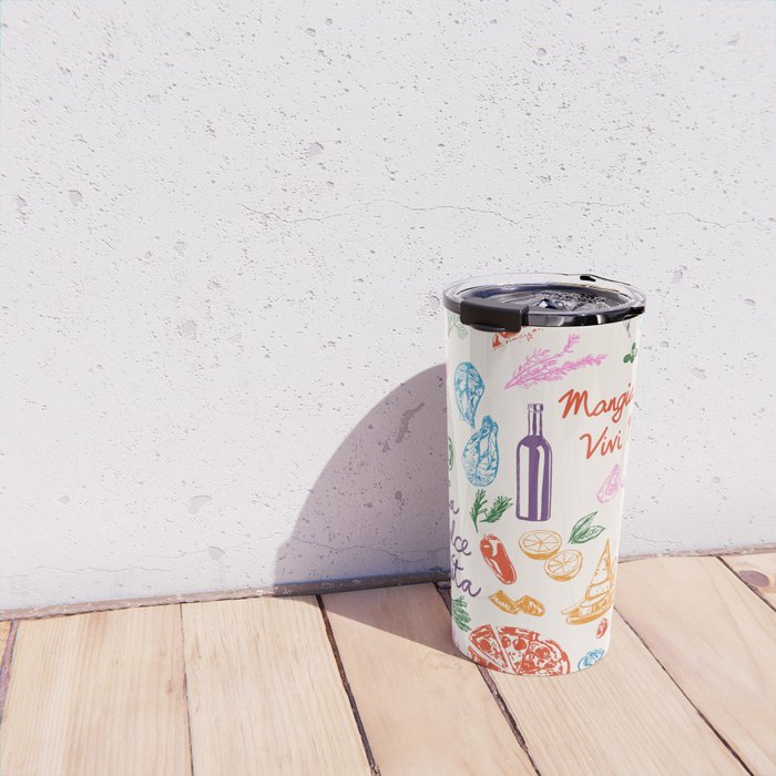 La Dolce Vita Italian Food Doodles Illustration Travel Mug Gallery Image 4