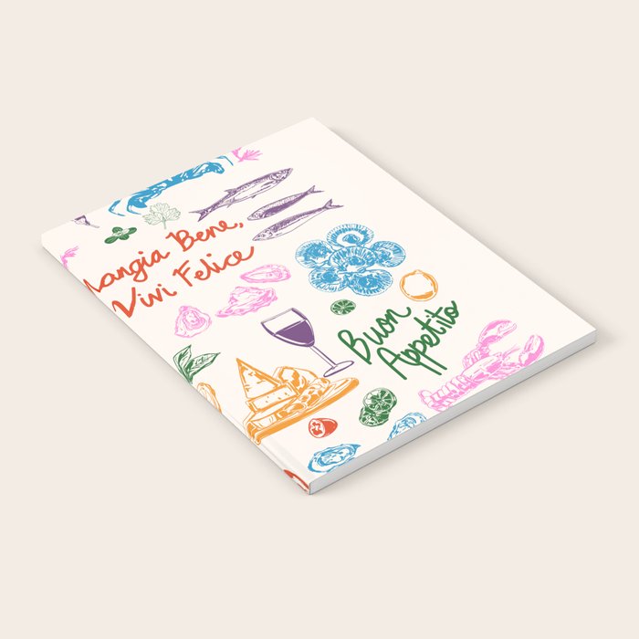 La Dolce Vita Italian Food Doodles Illustration Notebook Gallery Image 2