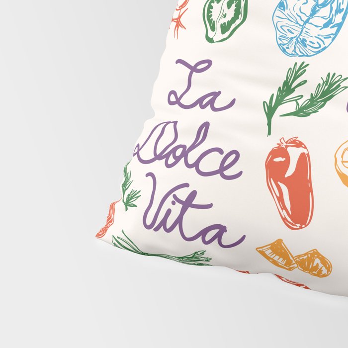 La Dolce Vita Italian Food Doodles Illustration Pillow Sham Gallery Image 4