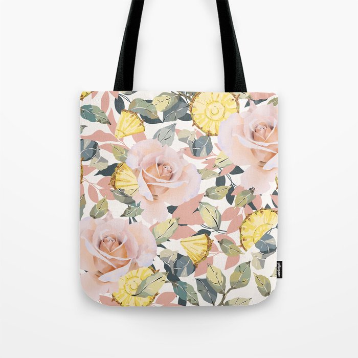 Pineapple wedges on rose bushes P Tote Bag Gallery Image 1