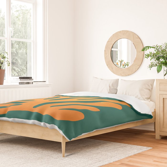 Pine Green & Tangerine: Matisse Paper Cutouts 01 Duvet Cover Gallery Image 2