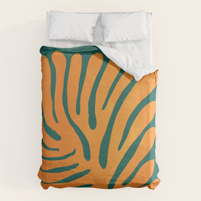 Pine Green & Tangerine: Matisse Paper Cutouts 01 Duvet Cover Gallery Image 1