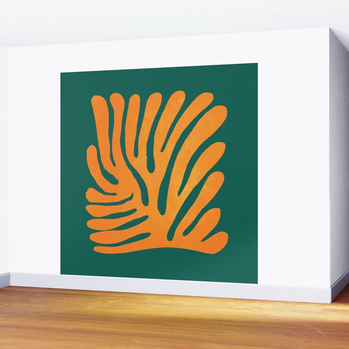 Pine Green & Tangerine: Matisse Paper Cutouts 01 Wall Mural Gallery Image 2
