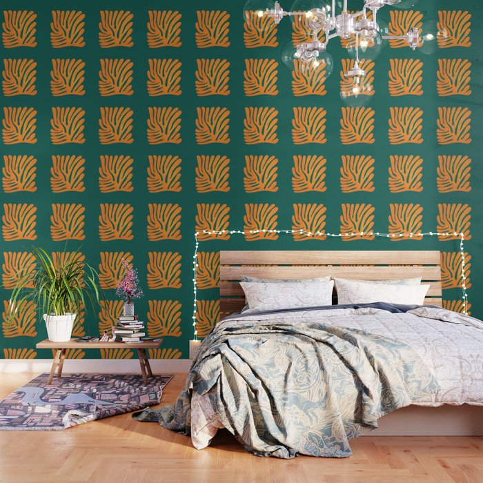 Pine Green & Tangerine: Matisse Paper Cutouts 01 Wallpaper Gallery Image 3