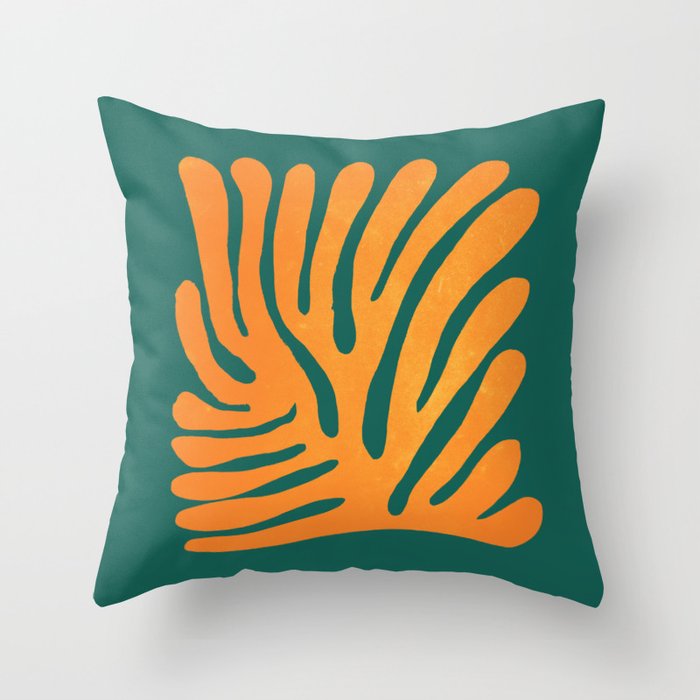Pine Green & Tangerine: Matisse Paper Cutouts 01 Throw Pillow Gallery Image 6