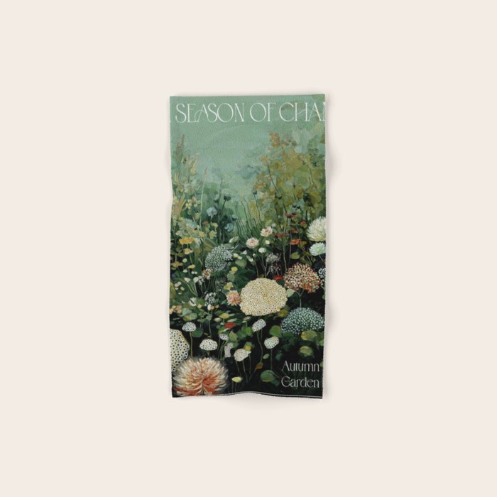 Floral Painting Fall Decor Japanese Wall Art Autumn Botanical Japandi Poster sage green Wall Art Bath Towel Gallery Image 1