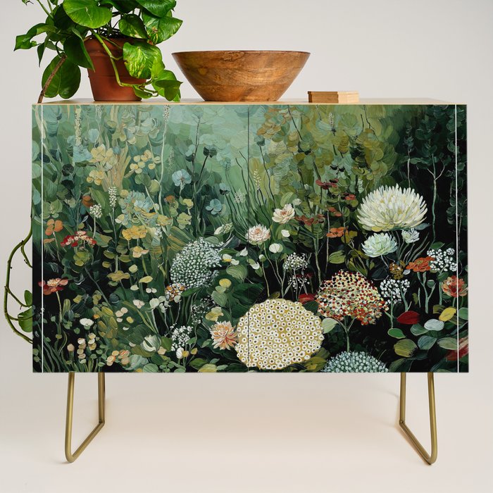 Floral Painting Fall Decor Japanese Wall Art Autumn Botanical Japandi Poster sage green Wall Art Credenza Gallery Image 1