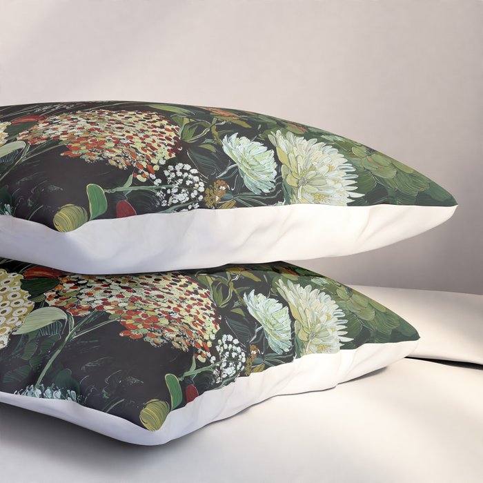 Floral Painting Fall Decor Japanese Wall Art Autumn Botanical Japandi Poster sage green Wall Art Pillow Sham Gallery Image 3