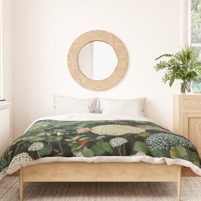 Floral Painting Fall Decor Japanese Wall Art Autumn Botanical Japandi Poster sage green Wall Art Duvet Cover Gallery Image 3