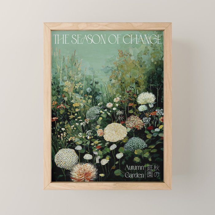 Floral Painting Fall Decor Japanese Wall Art Autumn Botanical Japandi Poster sage green Wall Art Mini Art Print Gallery Image 1