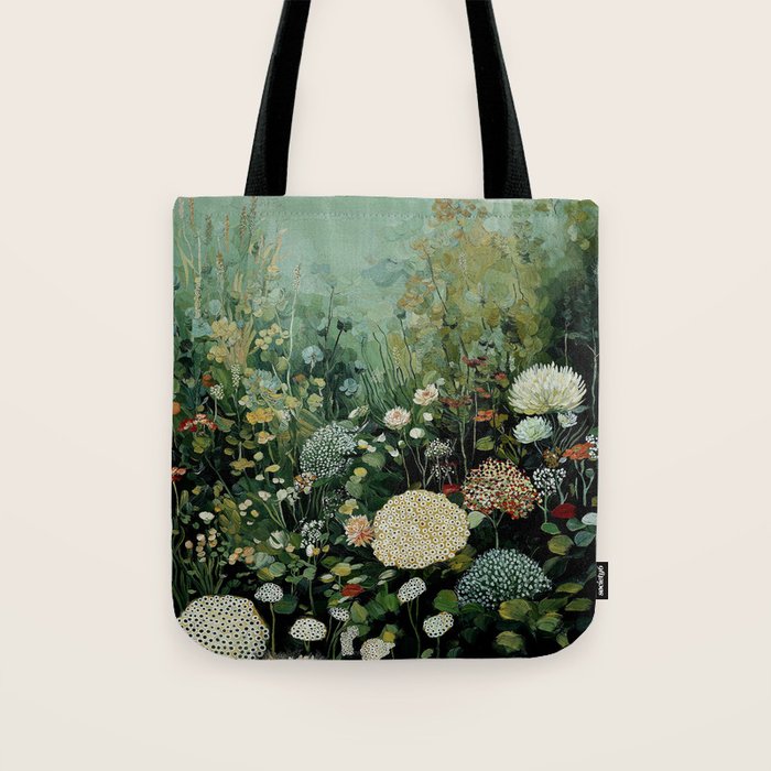 Floral Painting Fall Decor Japanese Wall Art Autumn Botanical Japandi Poster sage green Wall Art Tote Bag Gallery Image 1