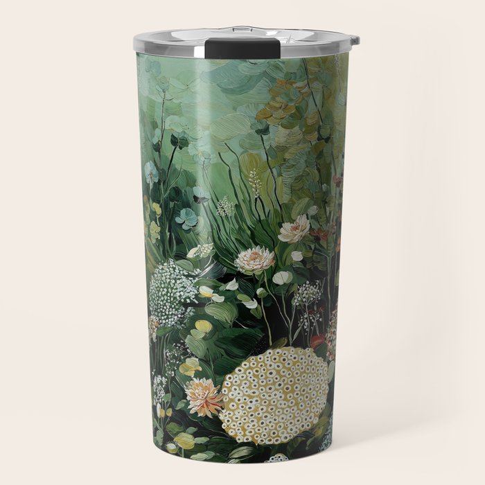 Floral Painting Fall Decor Japanese Wall Art Autumn Botanical Japandi Poster sage green Wall Art Travel Mug Gallery Image 1