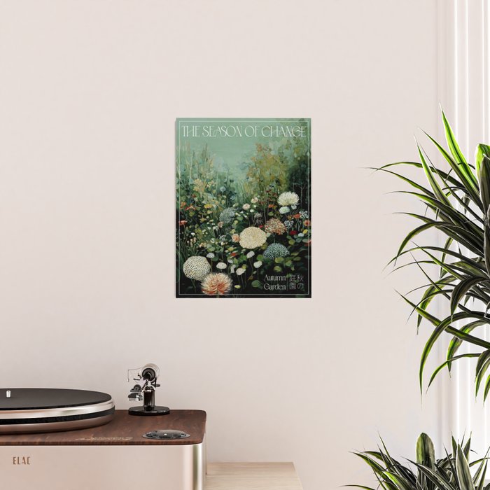 Floral Painting Fall Decor Japanese Wall Art Autumn Botanical Japandi Poster sage green Wall Art Poster Gallery Image 2