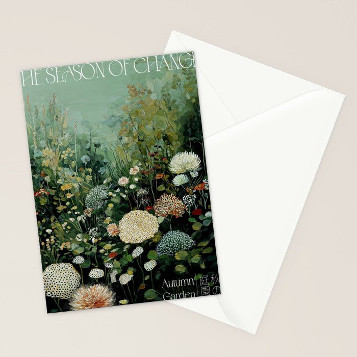 Floral Painting Fall Decor Japanese Wall Art Autumn Botanical Japandi Poster sage green Wall Art Stationery Card Gallery Image 2