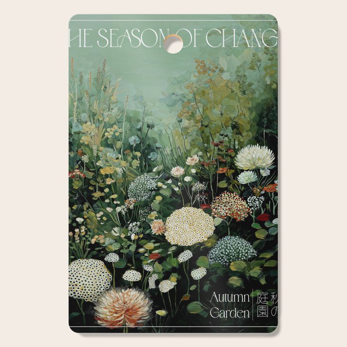 Floral Painting Fall Decor Japanese Wall Art Autumn Botanical Japandi Poster sage green Wall Art Cutting Board Gallery Image 1