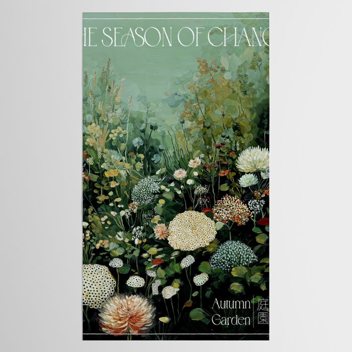 Floral Painting Fall Decor Japanese Wall Art Autumn Botanical Japandi Poster sage green Wall Art Tablecloth Gallery Image 2