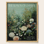 Floral Painting Fall Decor Japanese Wall Art Autumn Botanical Japandi Poster sage green Wall Art Serving Tray Gallery Image 1