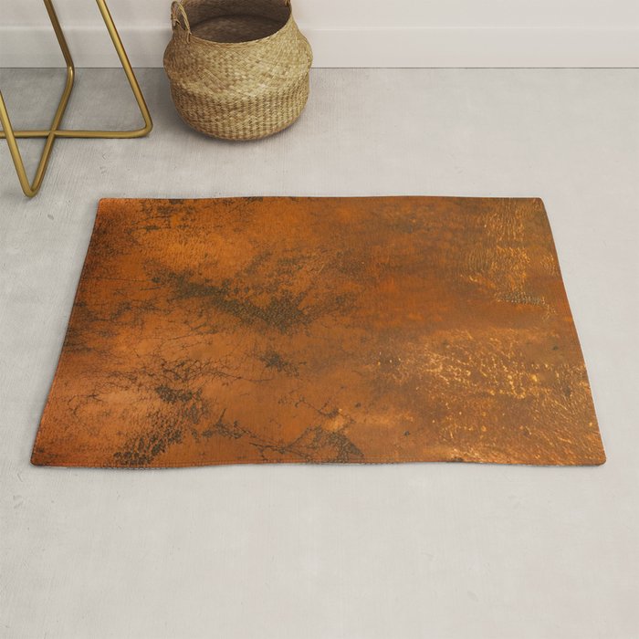 Aesthetic Rust Copper Japandi Art Rug Gallery Image 1