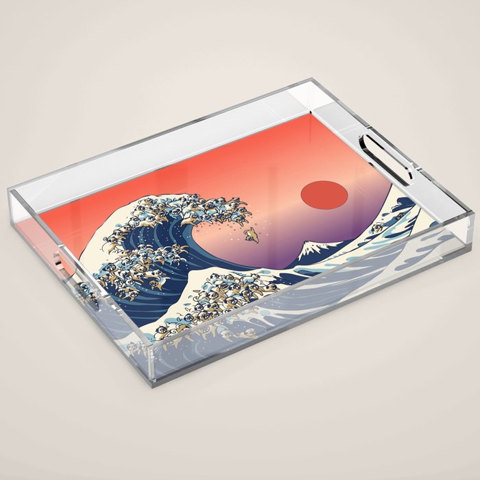 The Great Wave of Pug Acrylic Tray Gallery Image 1