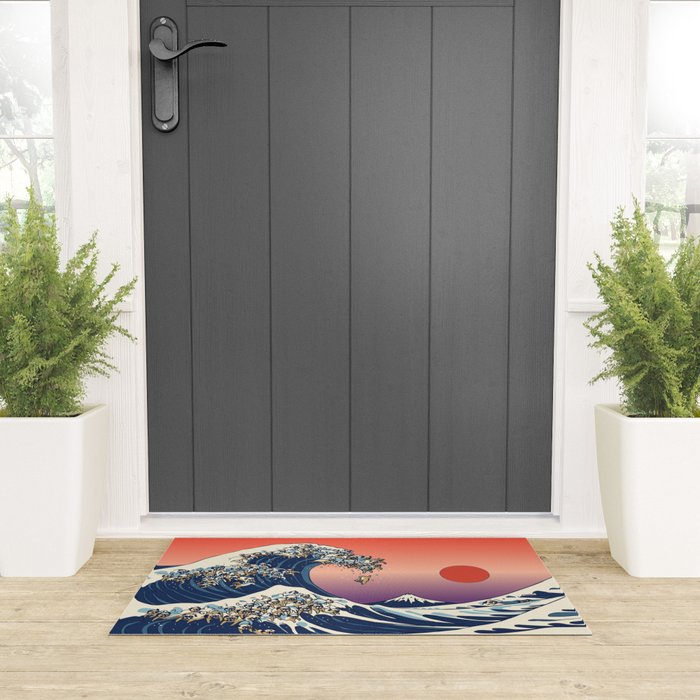 The Great Wave of Pug Welcome Mat Gallery Image 3