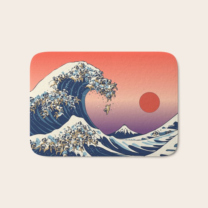 The Great Wave of Pug Bath Mat Gallery Image 1