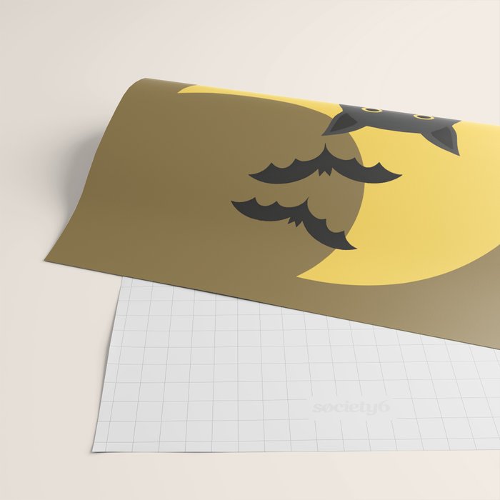 Cute Halloween Black Cat with Pumpkins and Bats Wrapping Paper Gallery Image 2