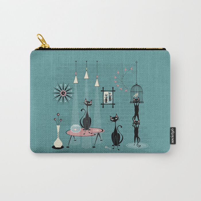Mid Century Kitty Mischief - ©studioxtine Carry All Pouch Gallery Image 1
