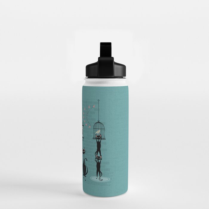 Mid Century Kitty Mischief - ©studioxtine Water Bottle Gallery Image 2