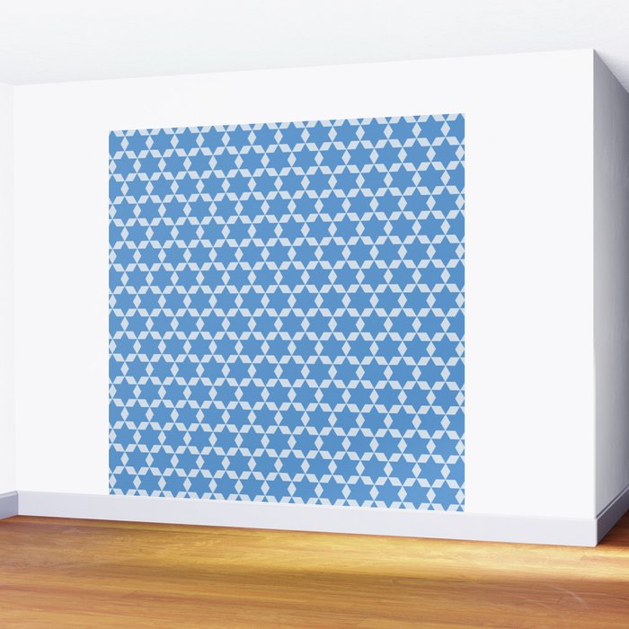 Star Tiles Geometric Pattern in Blue Wall Mural Gallery Image 2
