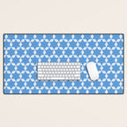 Star Tiles Geometric Pattern in Blue Desk Mat Gallery Image 1