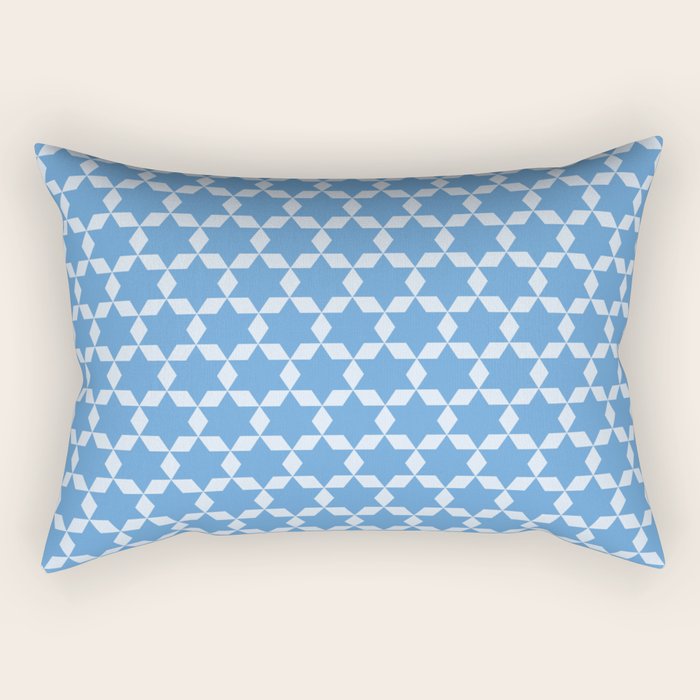 Star Tiles Geometric Pattern in Blue Rectangular Pillow Gallery Image 1