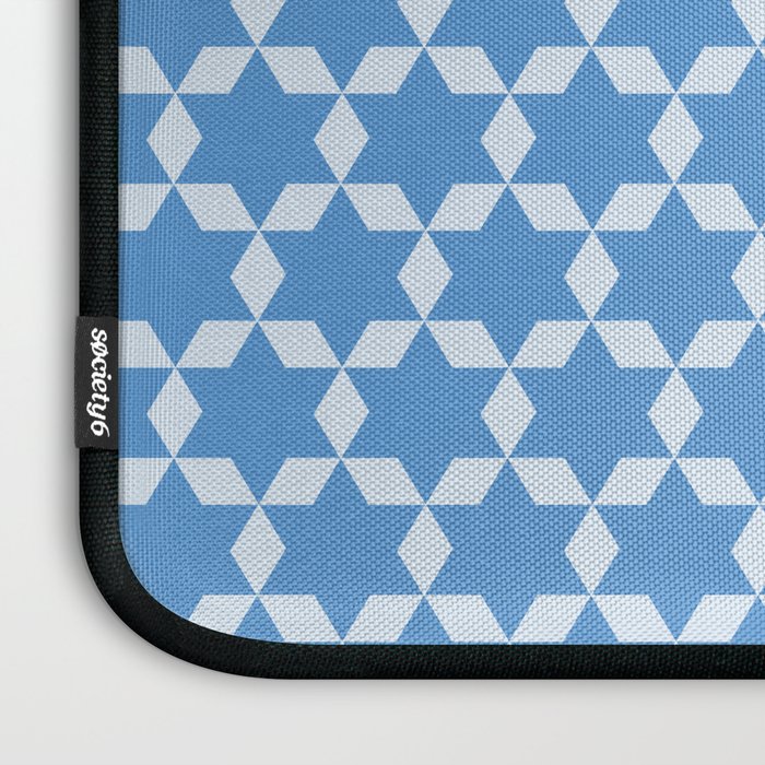 Star Tiles Geometric Pattern in Blue Laptop Sleeve Gallery Image 3