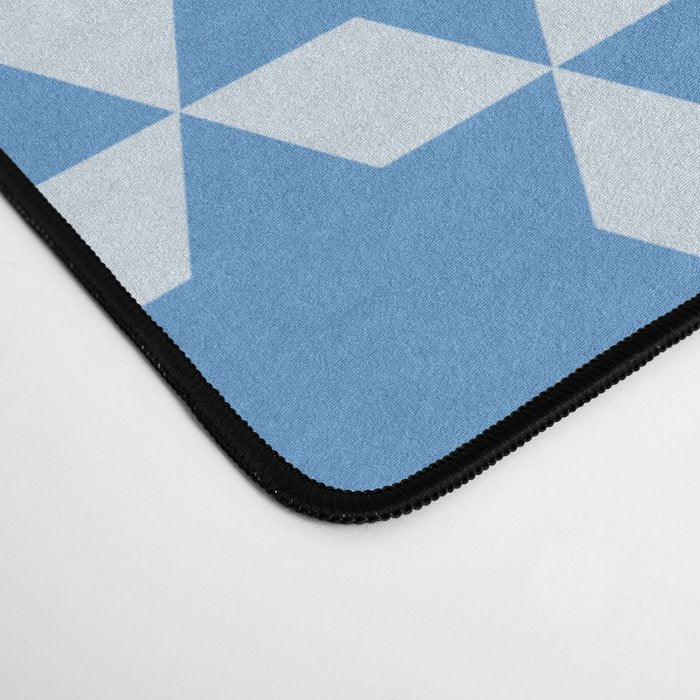 Star Tiles Geometric Pattern in Blue Desk Mat Gallery Image 4
