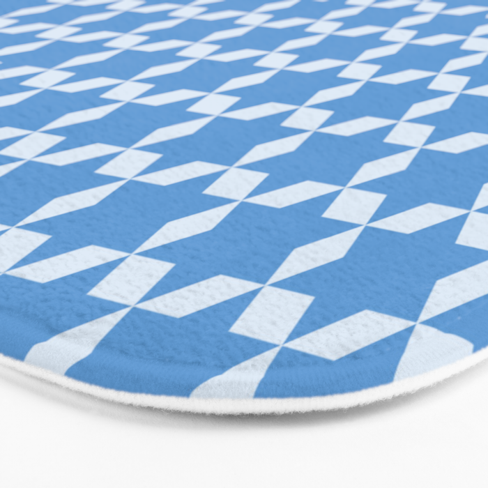 Star Tiles Geometric Pattern in Blue Bath Mat Gallery Image 3