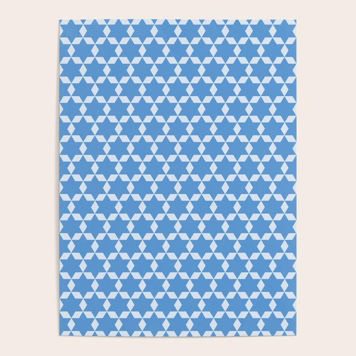 Star Tiles Geometric Pattern in Blue Poster Gallery Image 1